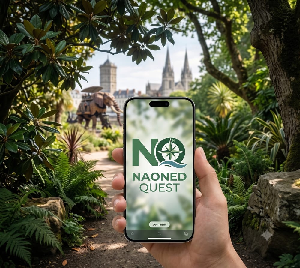 Application Naoned Quest utilisée en pleine chasse au trésor connectée dans les rues de Nantes